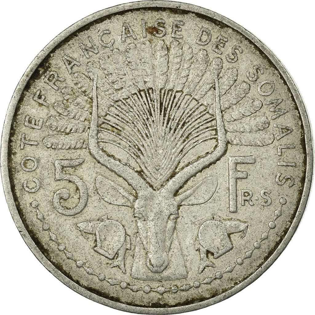 French Somaliland | 5 Francs Coin | Marianne | Waterbuck | Km:6 | 1948
