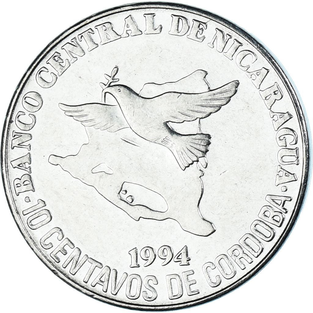 Nicaragua Coin Nicaraguan 10 Centavos Coin | Peace Dove | Map | KM81 | 1994