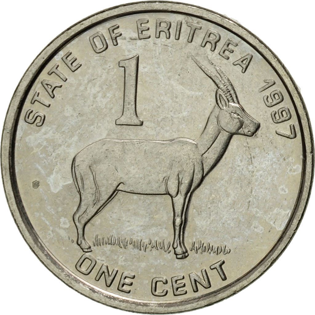 Eritrea | 1 Cent Mynt | Gasell | Soldater | Flagga | Km:43 | 1997