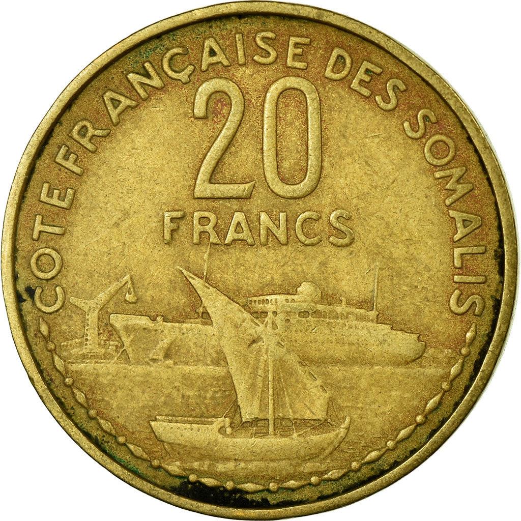 French Somaliland | 20 Francs Coin | Marianne | Dhow | Ocean Liner | Km:12 | 1965