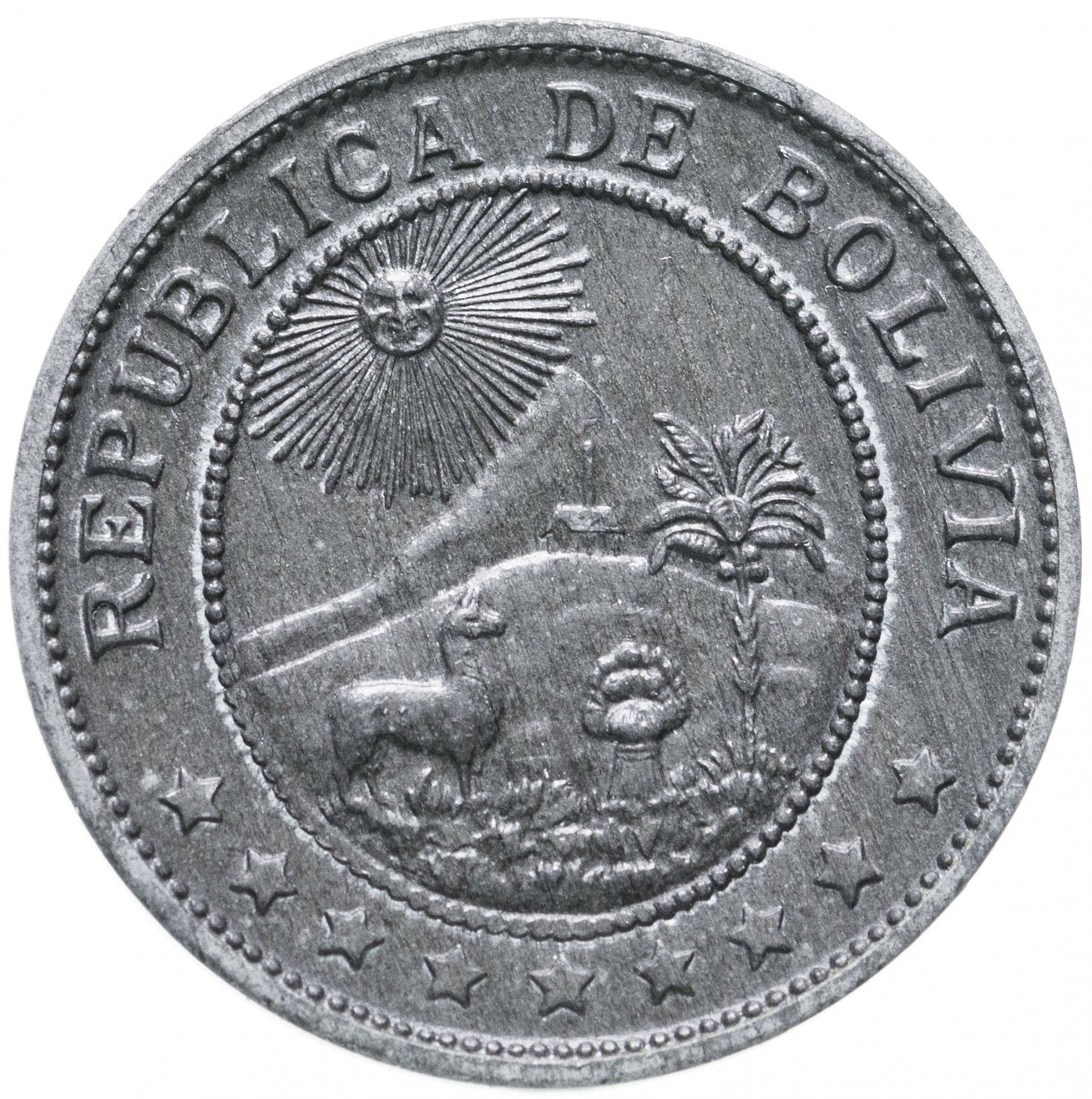 Bolivia | Moneda de 20 centavos | Caduceo | Zinc | KM:183 | 1942