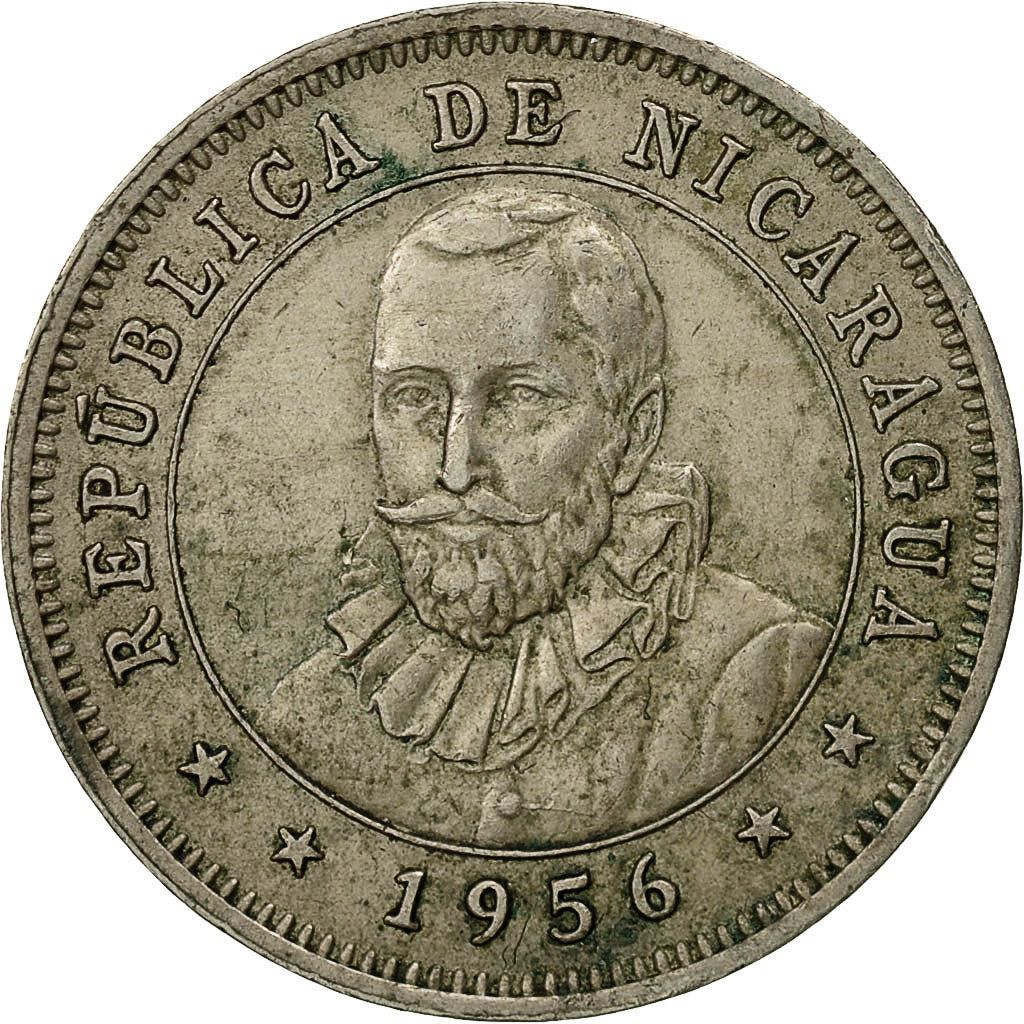 Nicaragua | 25 Centavos Coin | Explorer | Sun | Volcanos | Km:18.1 | 1939 - 1956