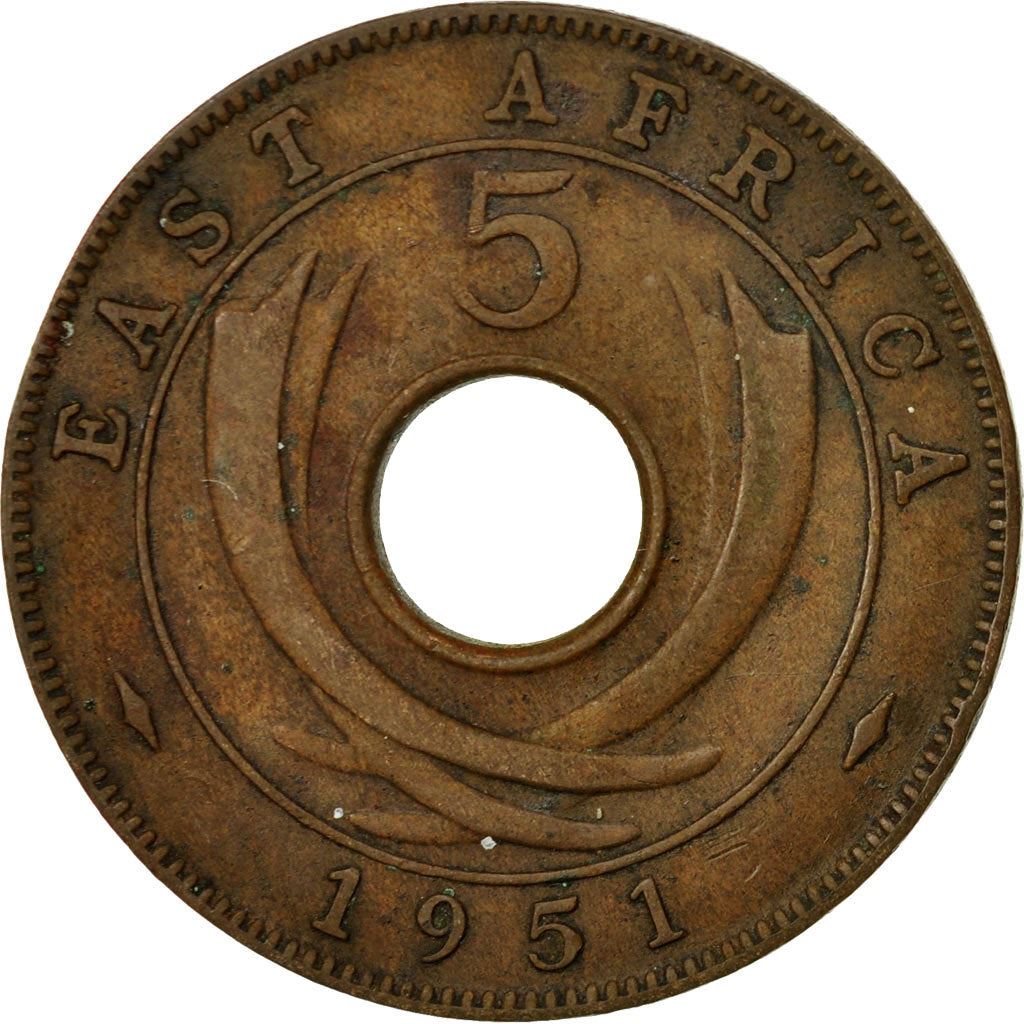 East Africa | 5 Cents Coin | Crown | Tusks | Km:33 | 1949 - 1952
