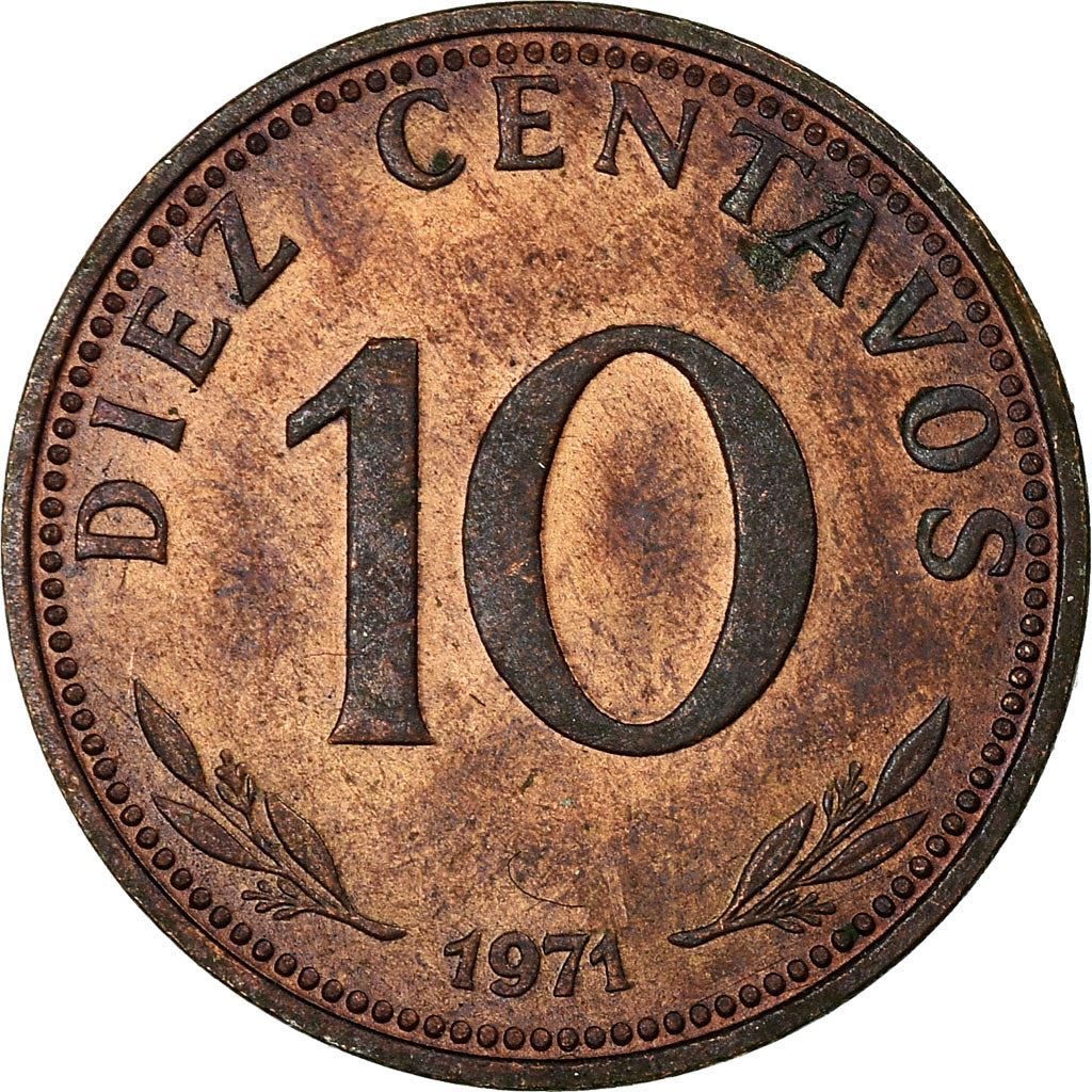 Bolivia | 10 Centavos | Copper clad steel | Coat of Arms | KM:188 | 1965-1973