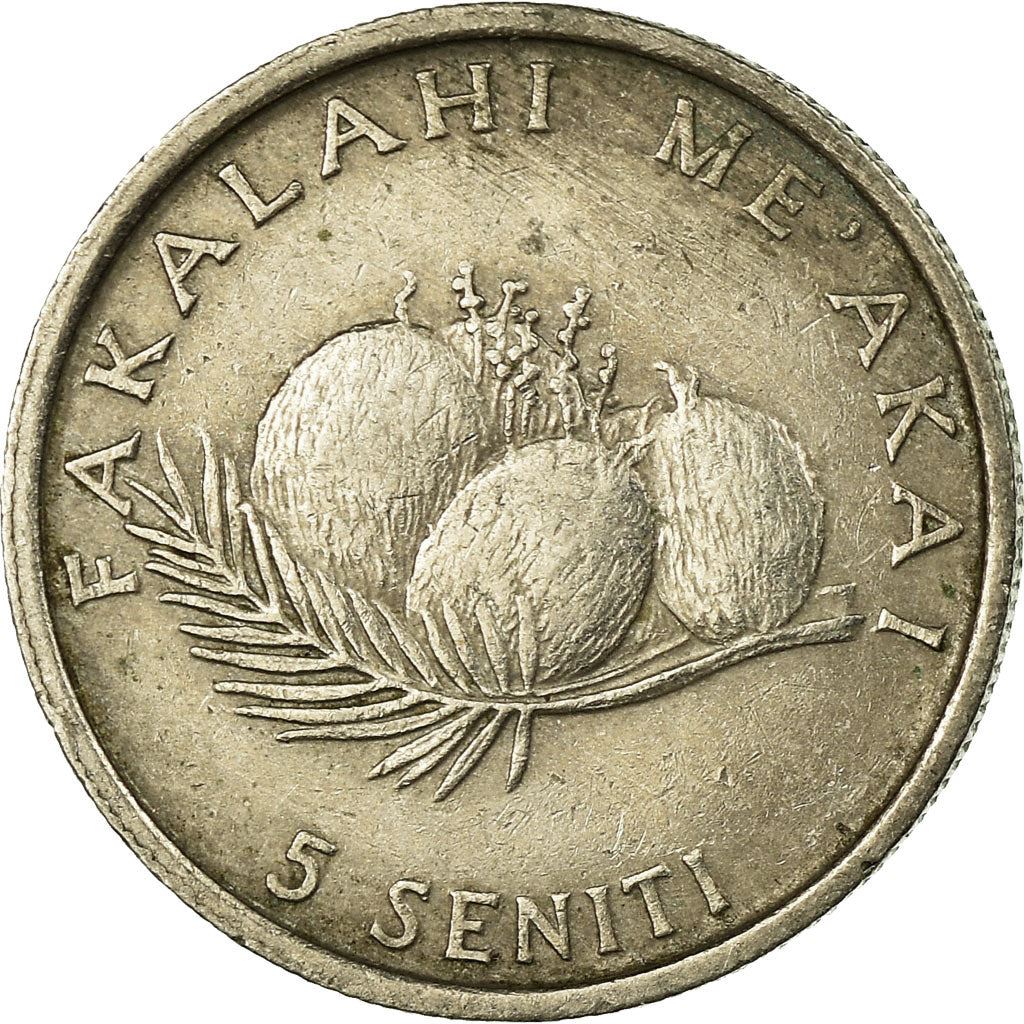 Tonga | 5 Seniti Mynt | Høne | Kylling | Kokosnøtt | FAO | Km:68 | 1981 - 1996
