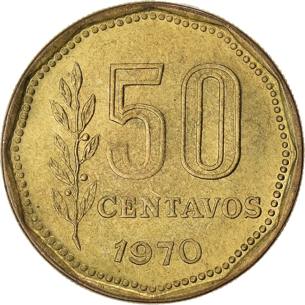 Moneta Argentina 50 Centavos | Oudine | Cappello frigio | KM68 | 1970 - 1976