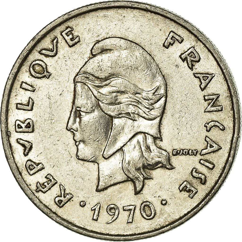 New Hebrides | 10 Francs Coin | Marianne | Native Mask | Snails | Km:2.1 | 1967 - 1970