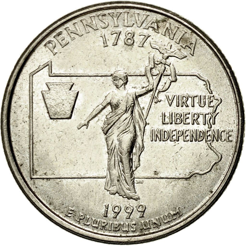 United States | 1/4 Dollar Coin | Pennsylvania | Km:294 | 1999