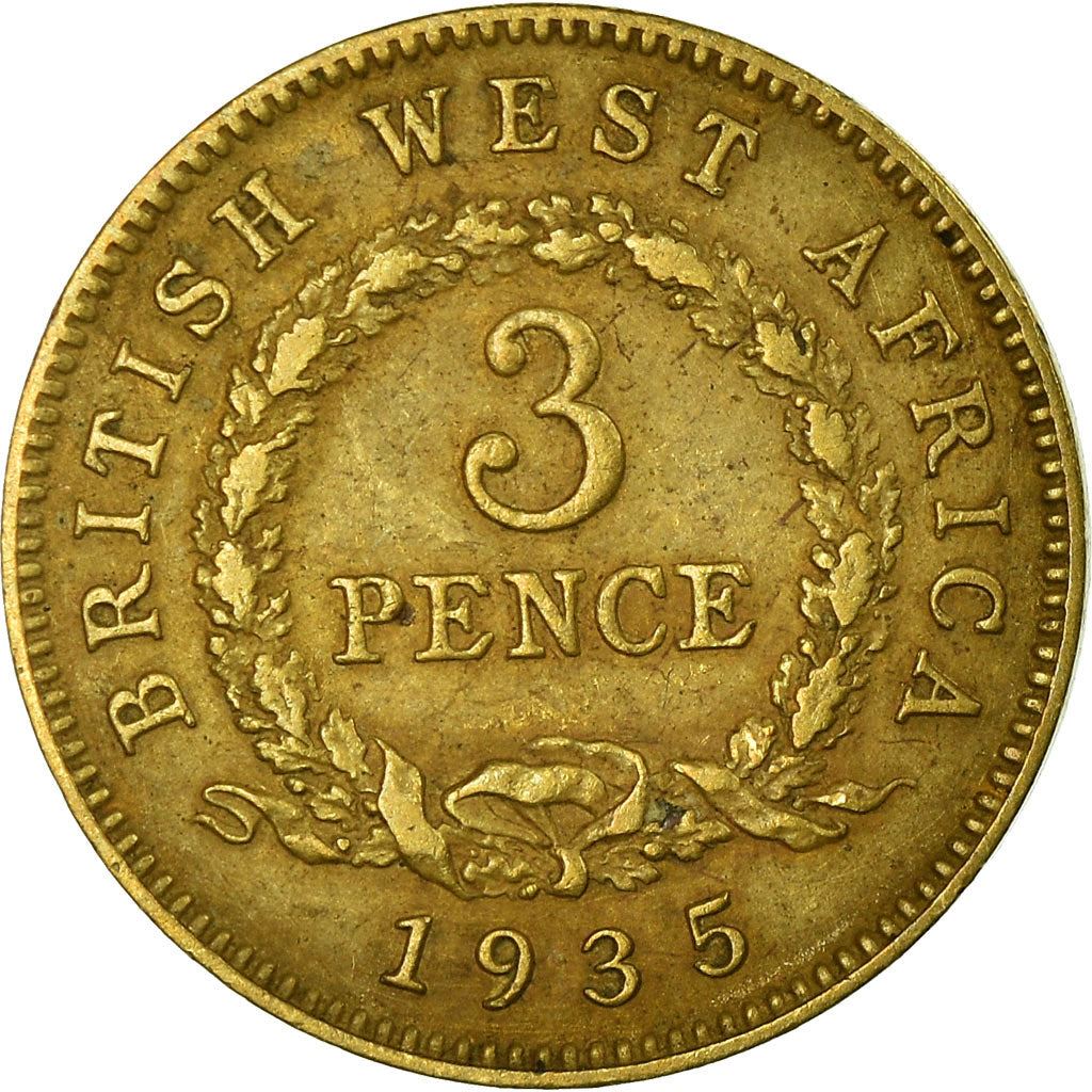 British West Africa | 3 Pence Coin | Wreath | George V | Km:10B | 1920 - 1936