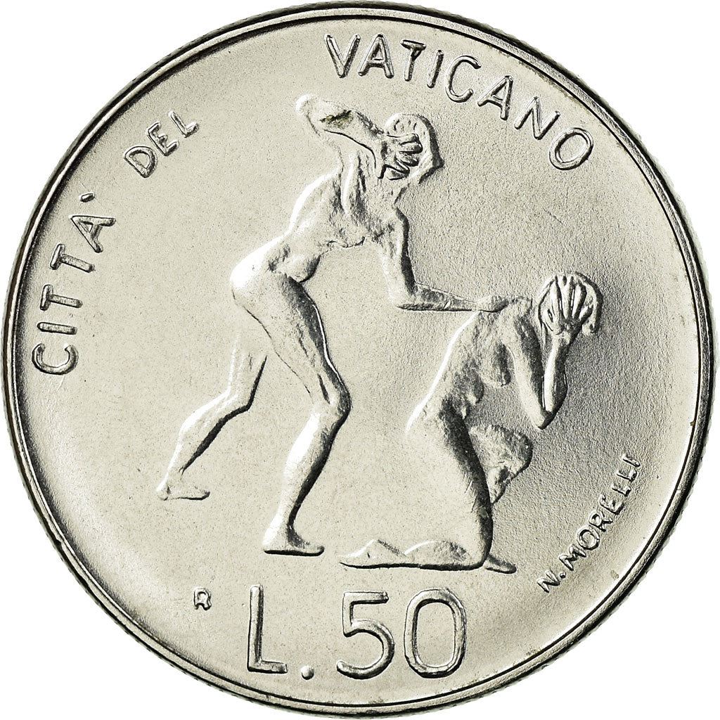 Vatican City | 50 Lire Coin | Adam and Eve | Acmonital | KM:172 | 1983