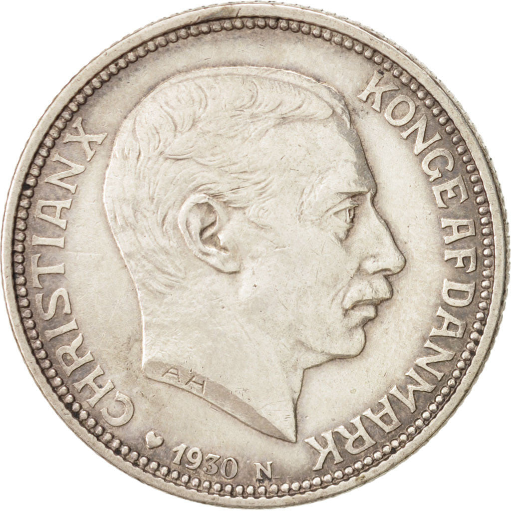 Denmark | 2 Kroner Coin | Silver | King Christian X's 60th birthday | KM:829 | 1930