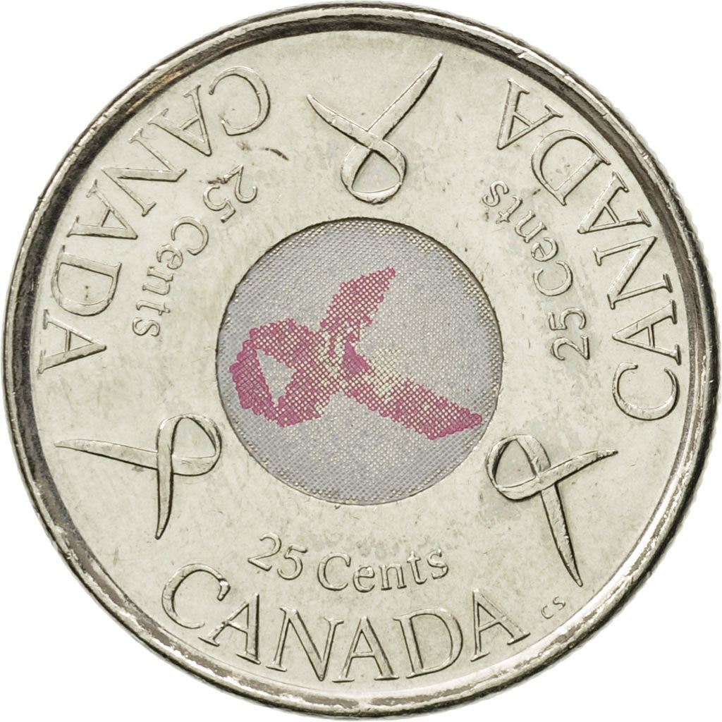 Canada | 25 Cents Coin | Cancer Awareness | Nickel plated steel | KM:635 | 2006