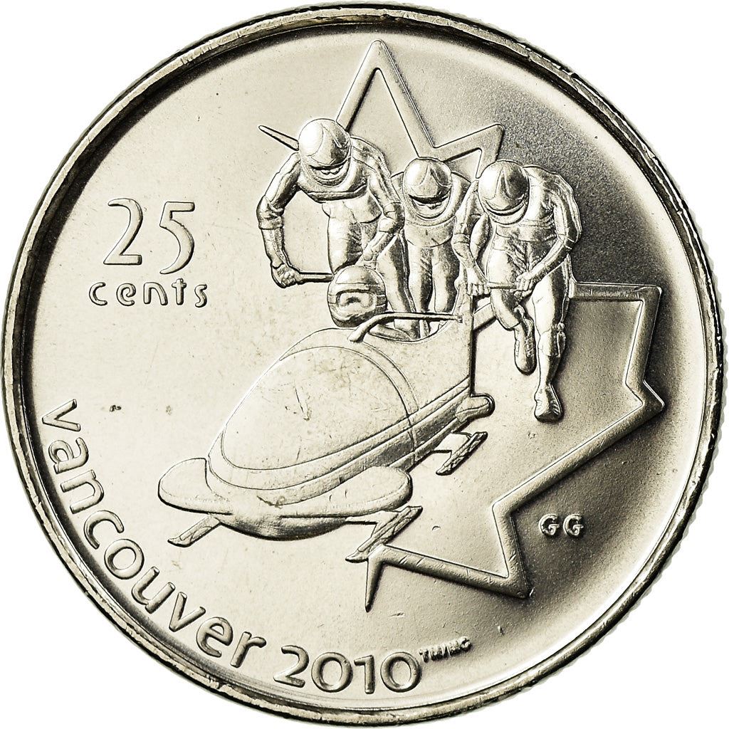 Canada | 25 Cents Coin | Nickel plated steel | Bobsleigh | KM:841 | 2008