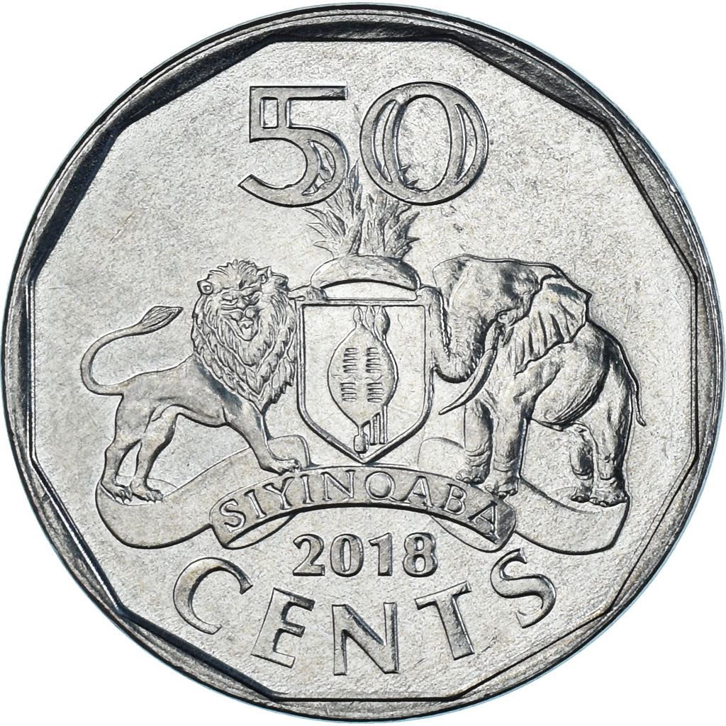 Esvatinio Karalystė | 50 centų moneta | Karalius Msvati III | Liūtai | Km:71 | 2018 - 2021