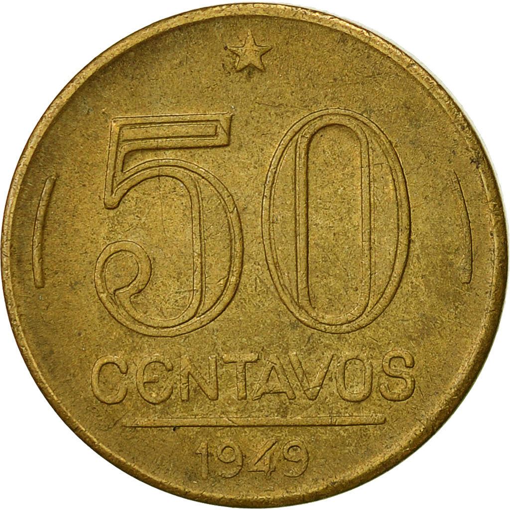Brazil | 50 Centavos Coin | Eurico Gaspar Dutra | Km:563 | 1948 - 1956