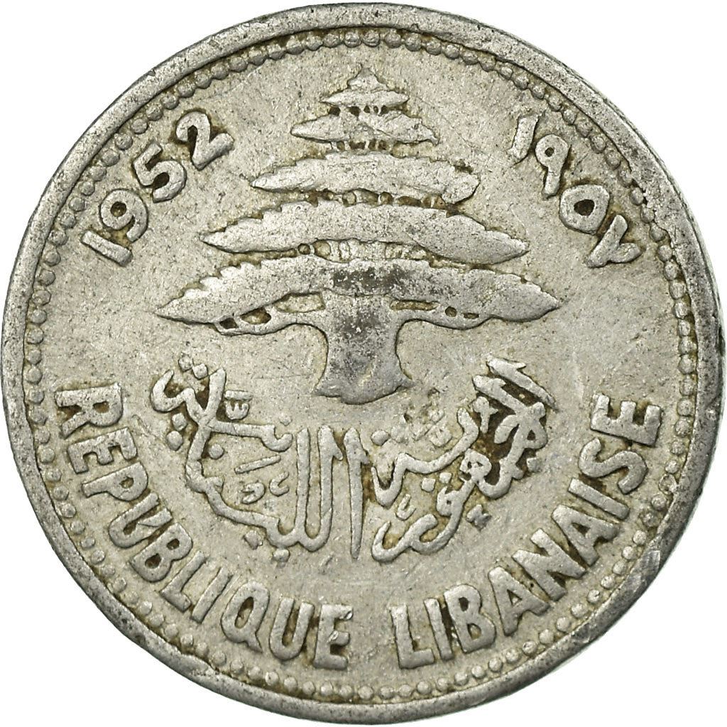 Lebanon | 5 Qirush / Piastres Coin | Cedar tree | Km:14 | 1952