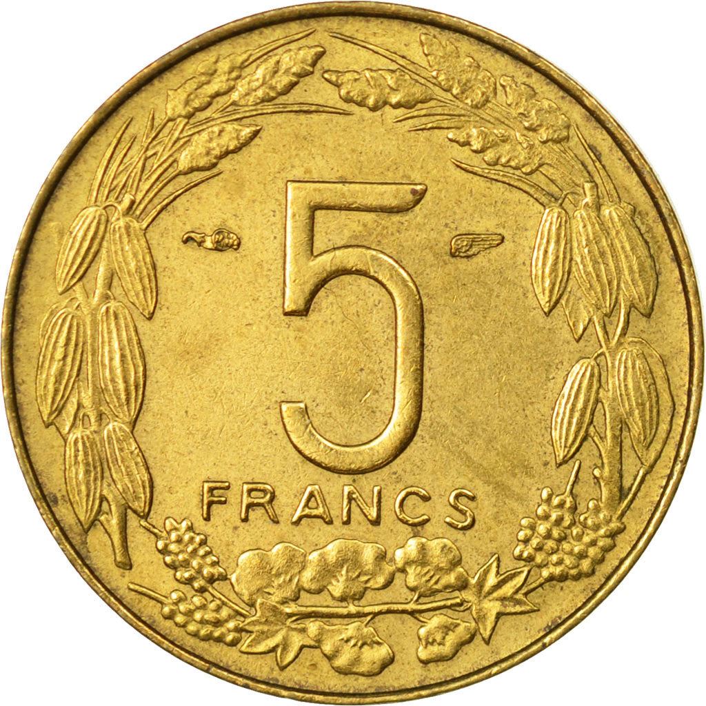 French Equatorial Africa | 5 Francs Coin | Antelope | Crops | Wreath | Km:10 | 1958
