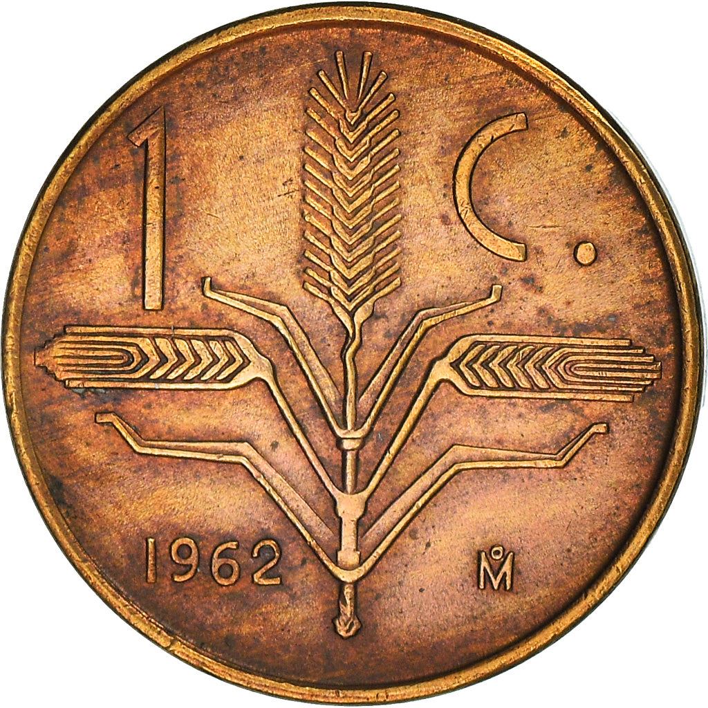 Mexico 1 Centavo Coin | National Mexico arms | Wheatear | KM417 | 1950 - 1969