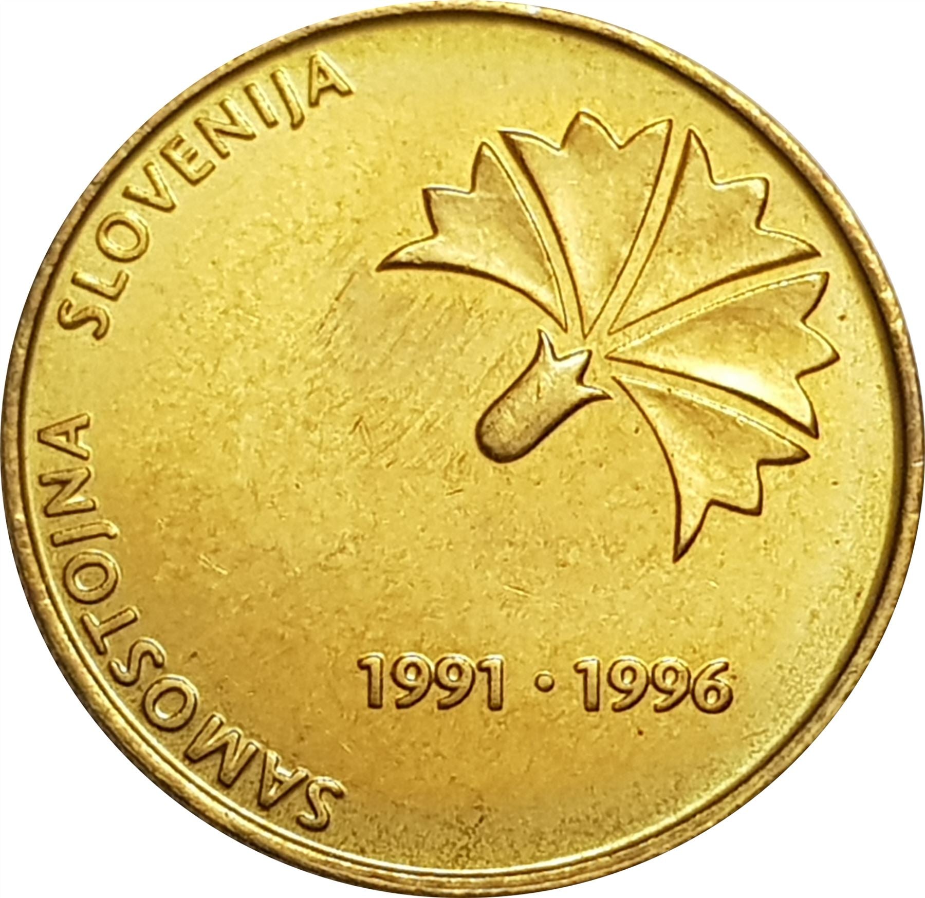 Slovenia 5 Tolarjev Coin | Independence | Carnation Flower | KM32 | 1996