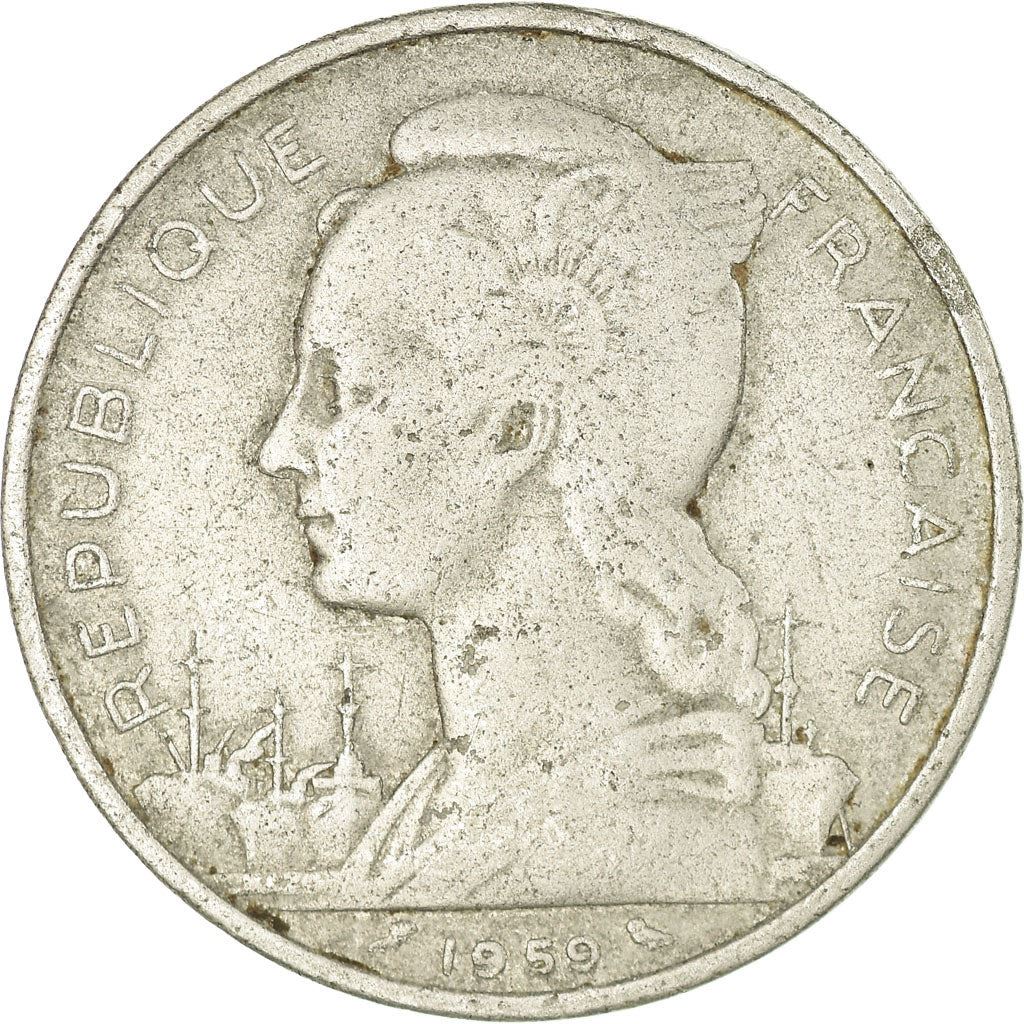 French Somaliland | 5 Francs Coin | Marianne | Waterbuck | Km:10 | 1959 - 1965