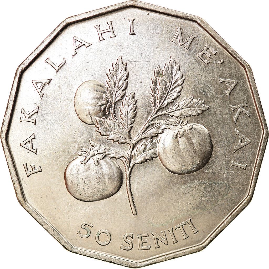 Tonga | Moneta da 50 Seniti | Re Tupou IV | Pomodoro | FAO | Km:71 | 1981 - 1996