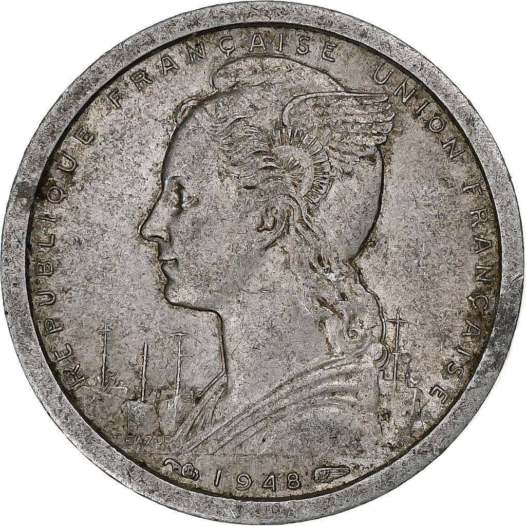 French West Africa | 1 Franc Coin | Marianne | Gazelle | Maize | Km:3 | 1948 - 1955