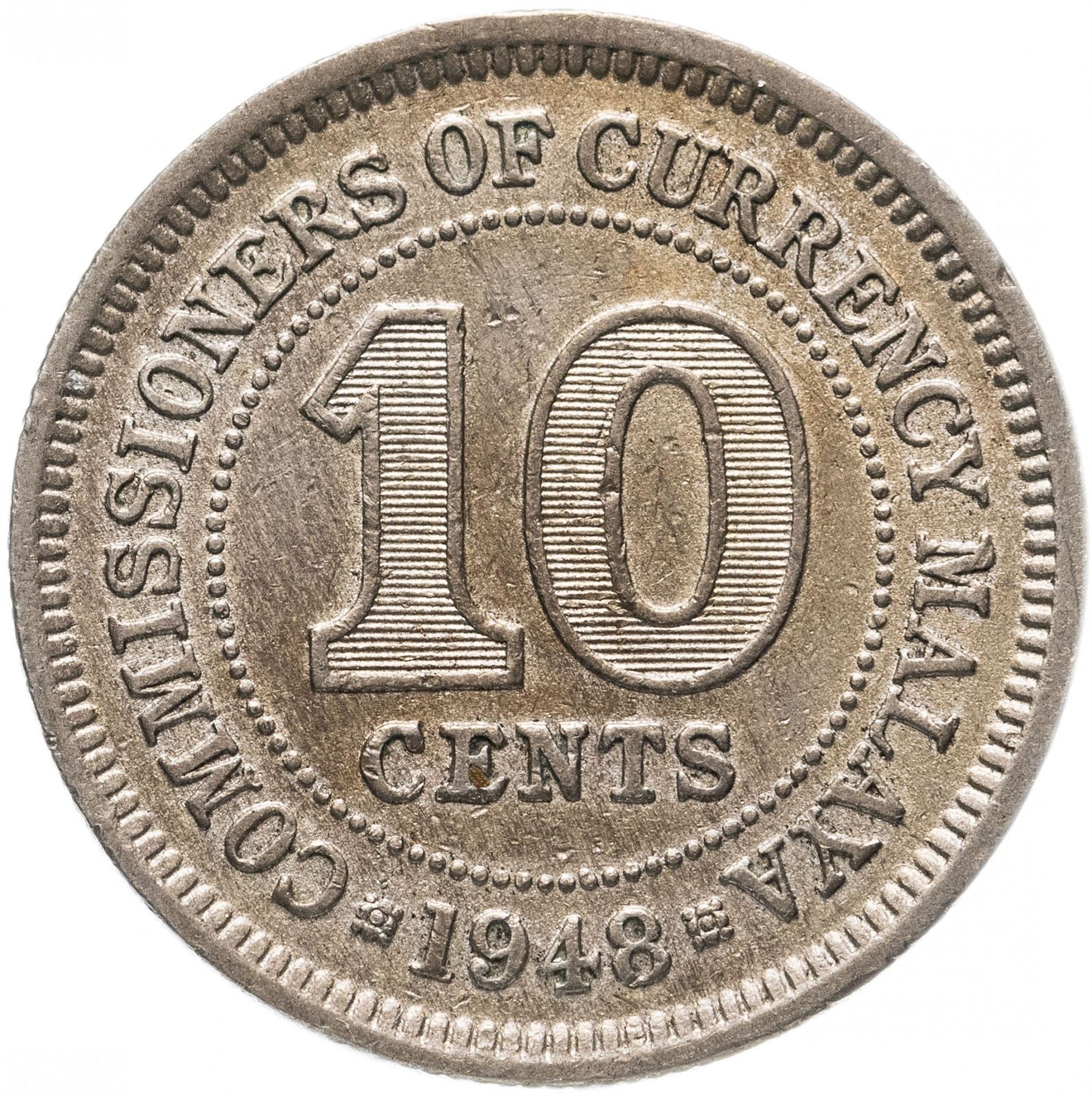 Malaya | 10 Cents Coin | George VI | Km:8 | 1948 - 1950