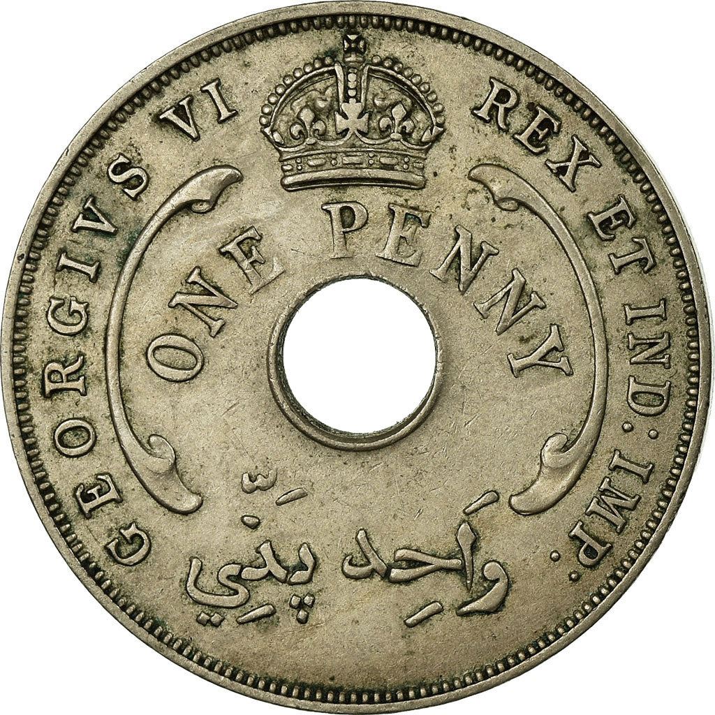 British West Africa | 1 Penny Coin | Crown | Hexagram | Km:19 | 1937 - 1947