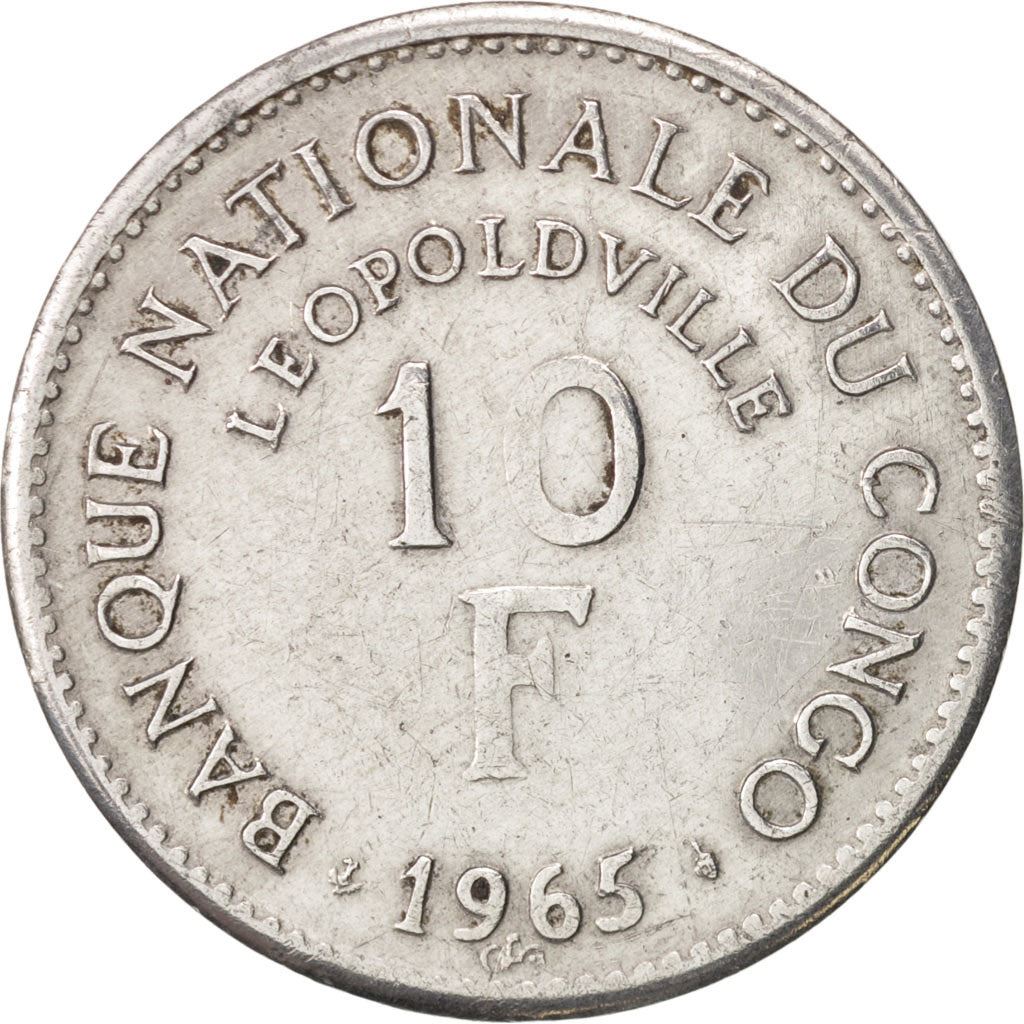 Congo-Leopoldville | 10 Francs Coin | Lion | Km:1 | 1965