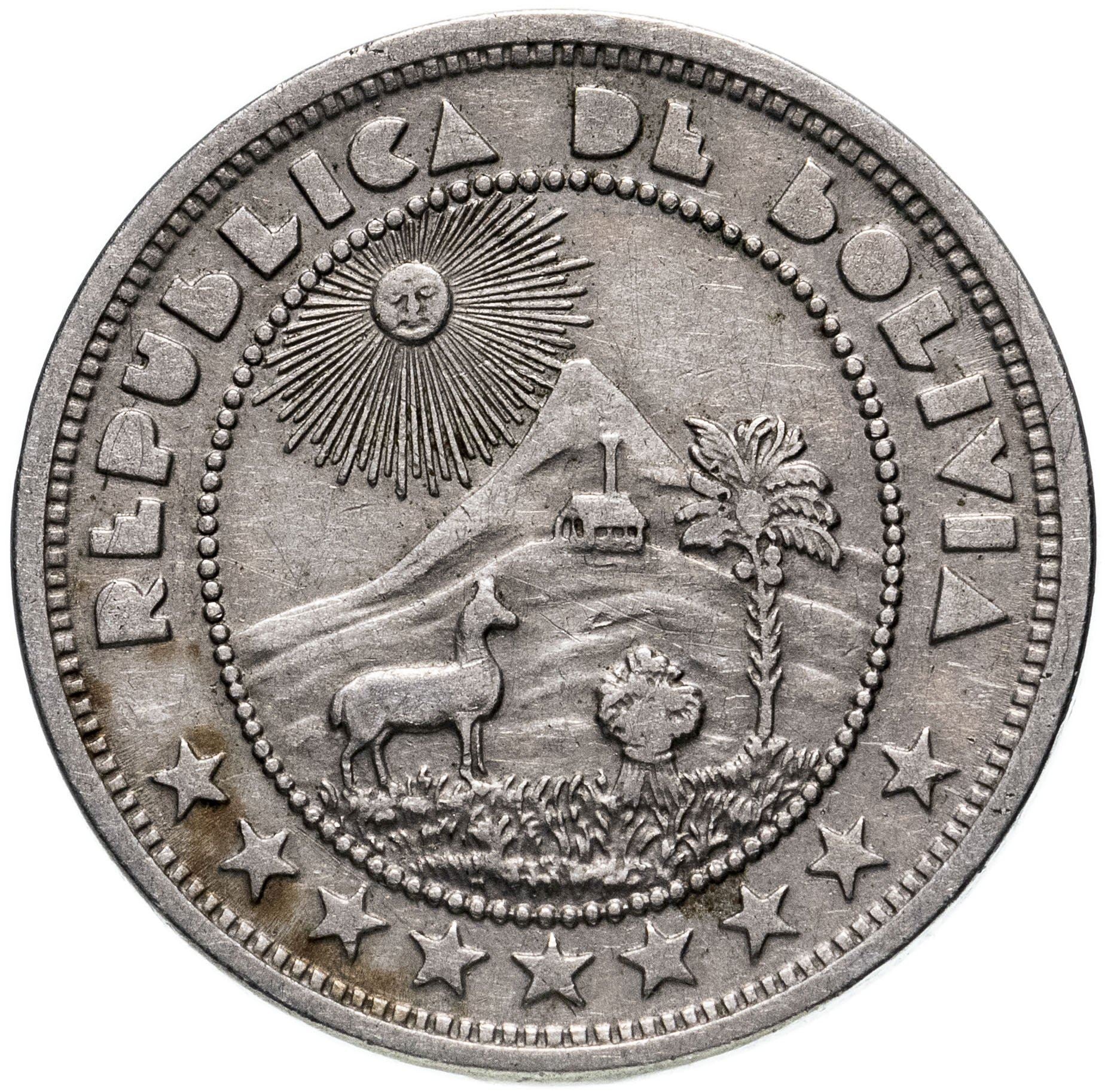 Bolivien | 10-Centavos-Münze | Kupfernickel | Wappen | KM:180 | 1937