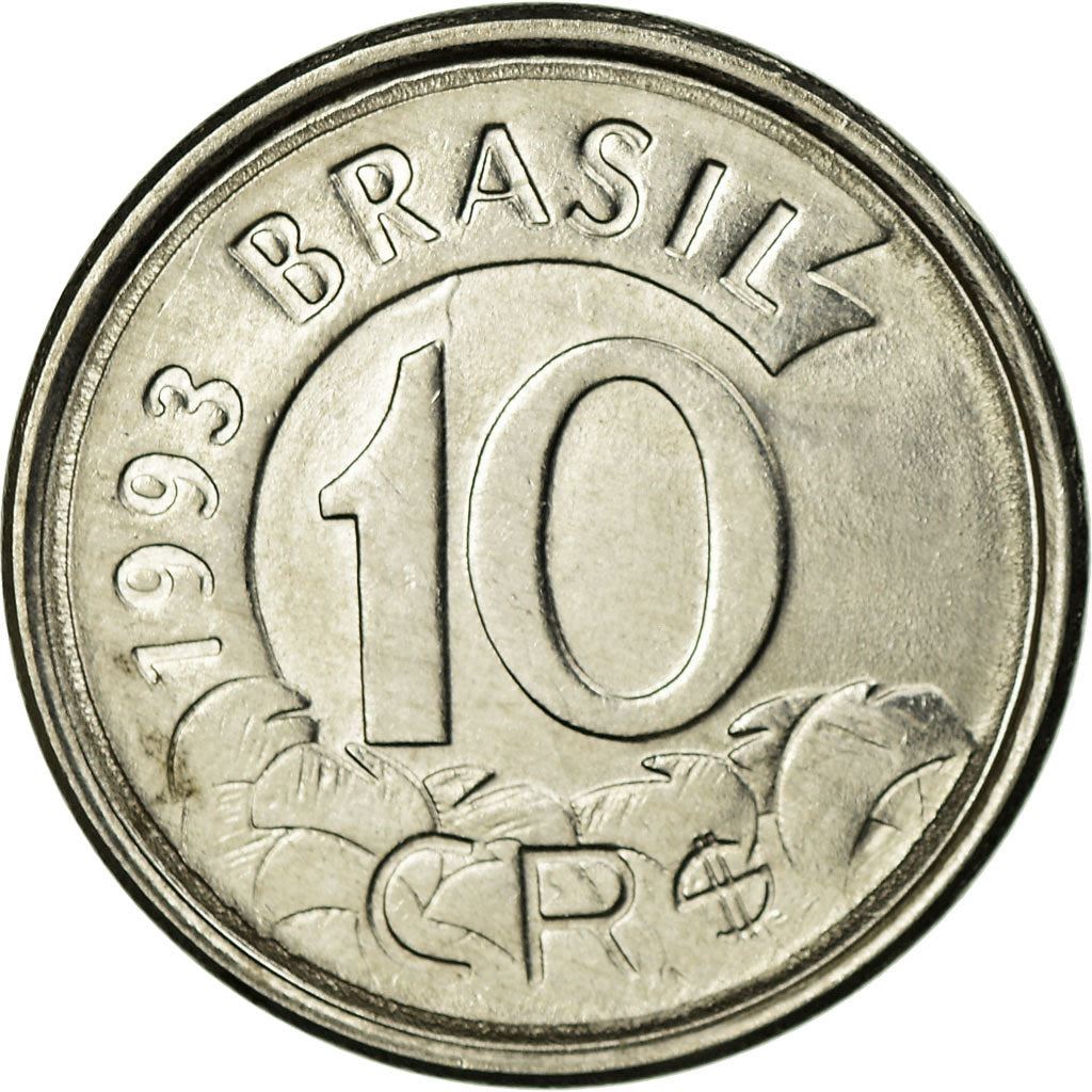 Brazil 10 Cruzeiros Reais Coin KM628 1993 - 1994