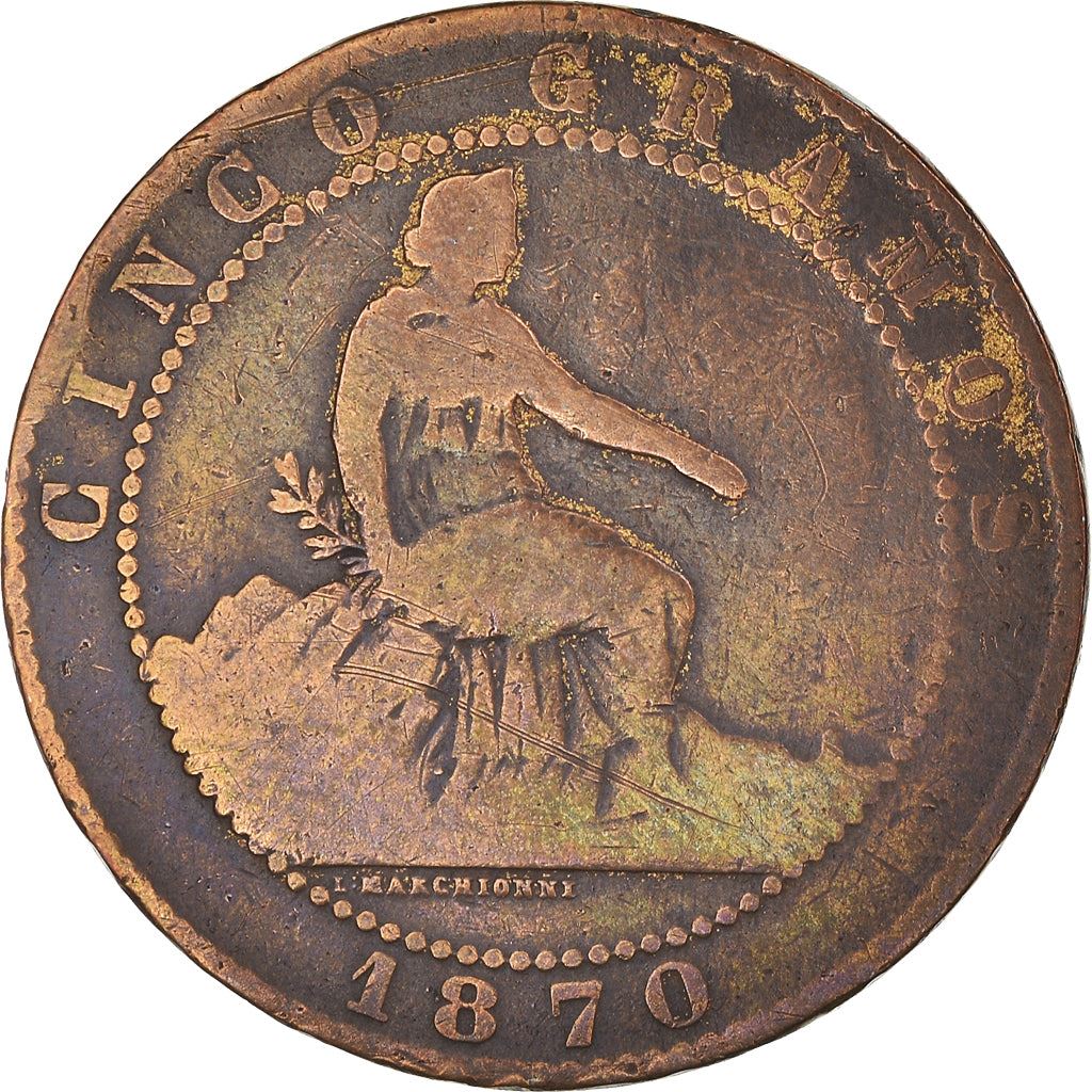 Spain 5 Centimos Coin | Provisional Government | KM662 | 1870