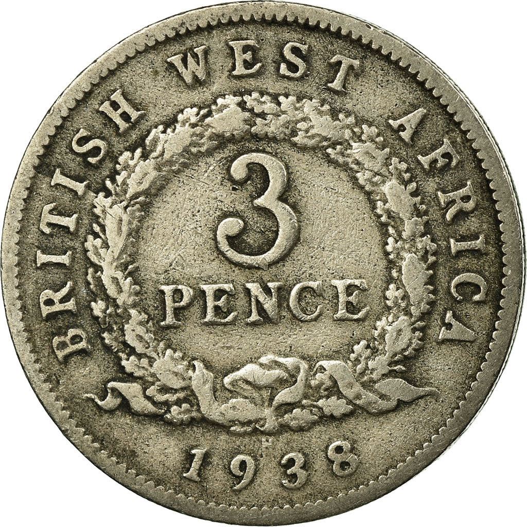 British West Africa | 3 Pence Coin | George VI | Wreath | Km:21 | 1938 - 1947