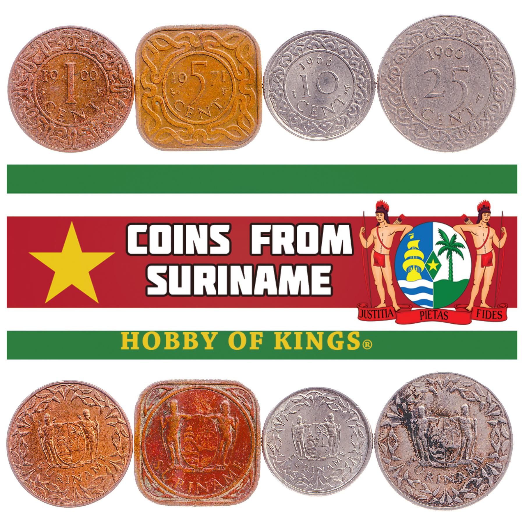 Suriname | 4 Coin Set | 1 Cent 5 10 25 Cents | 1962 - 1986
