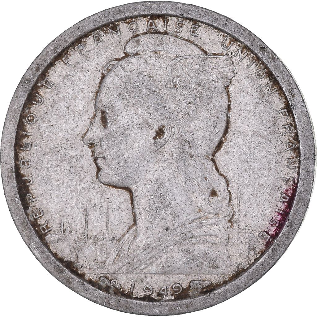 French Somaliland | 1 Franc Coin | Marianne | Waterbuck | Km:4 | 1948 - 1949