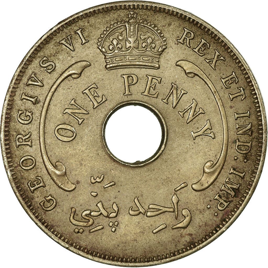 British West Africa | 1 Penny Coin | Crown | Hexagram | Km:19 | 1937 - 1947