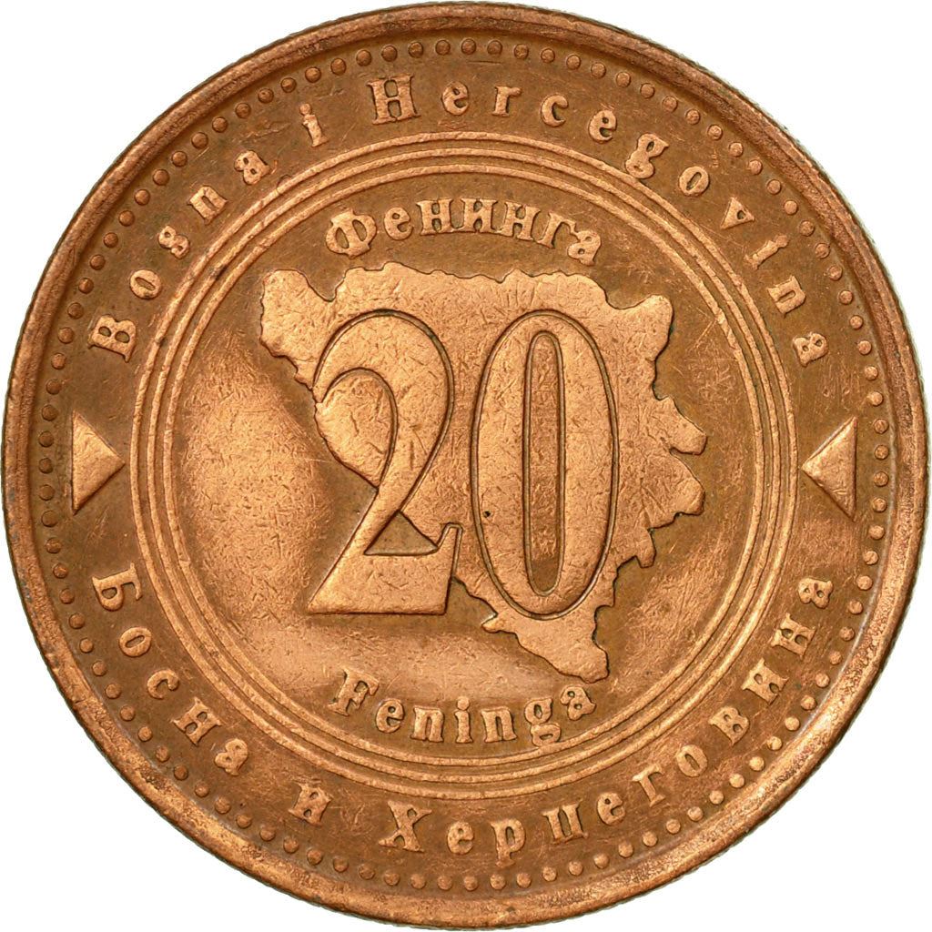 Bosnia and Herzegovina | 20 Feninga Coin | Map of Bosnia | Km:116 | 1998 - 2025