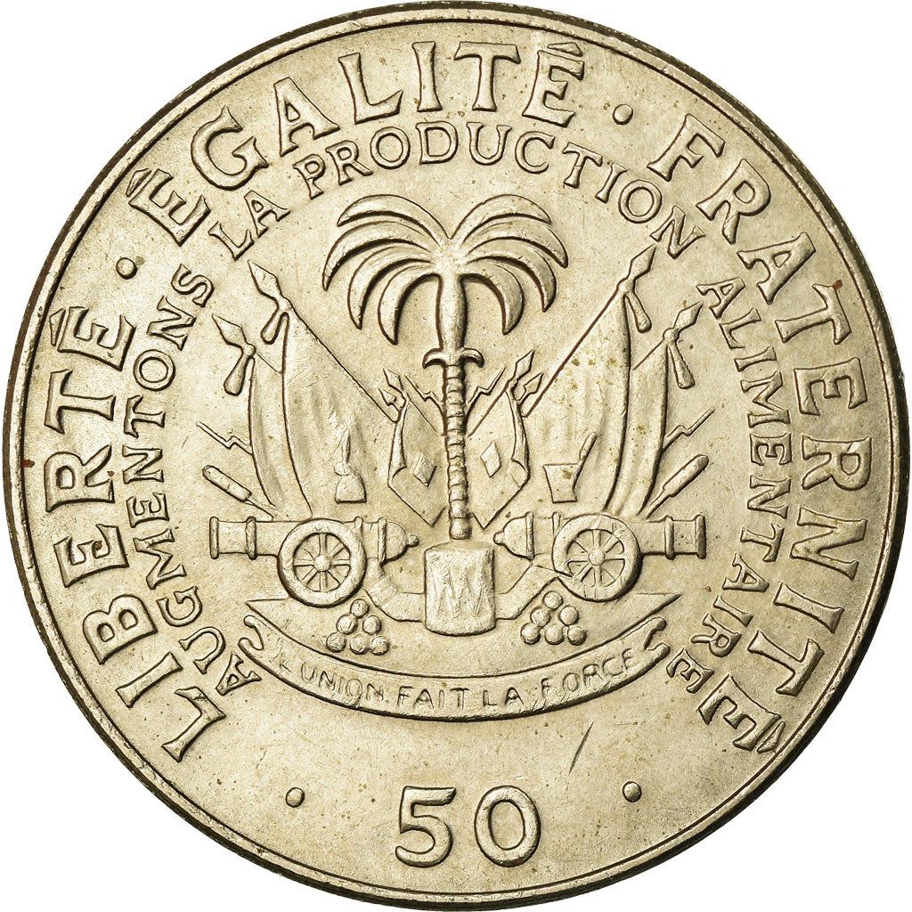 Haiti | 50 Centimes Coin | Jean-Claude Duvalier | Cannon | Km:101A | 1975 - 1985