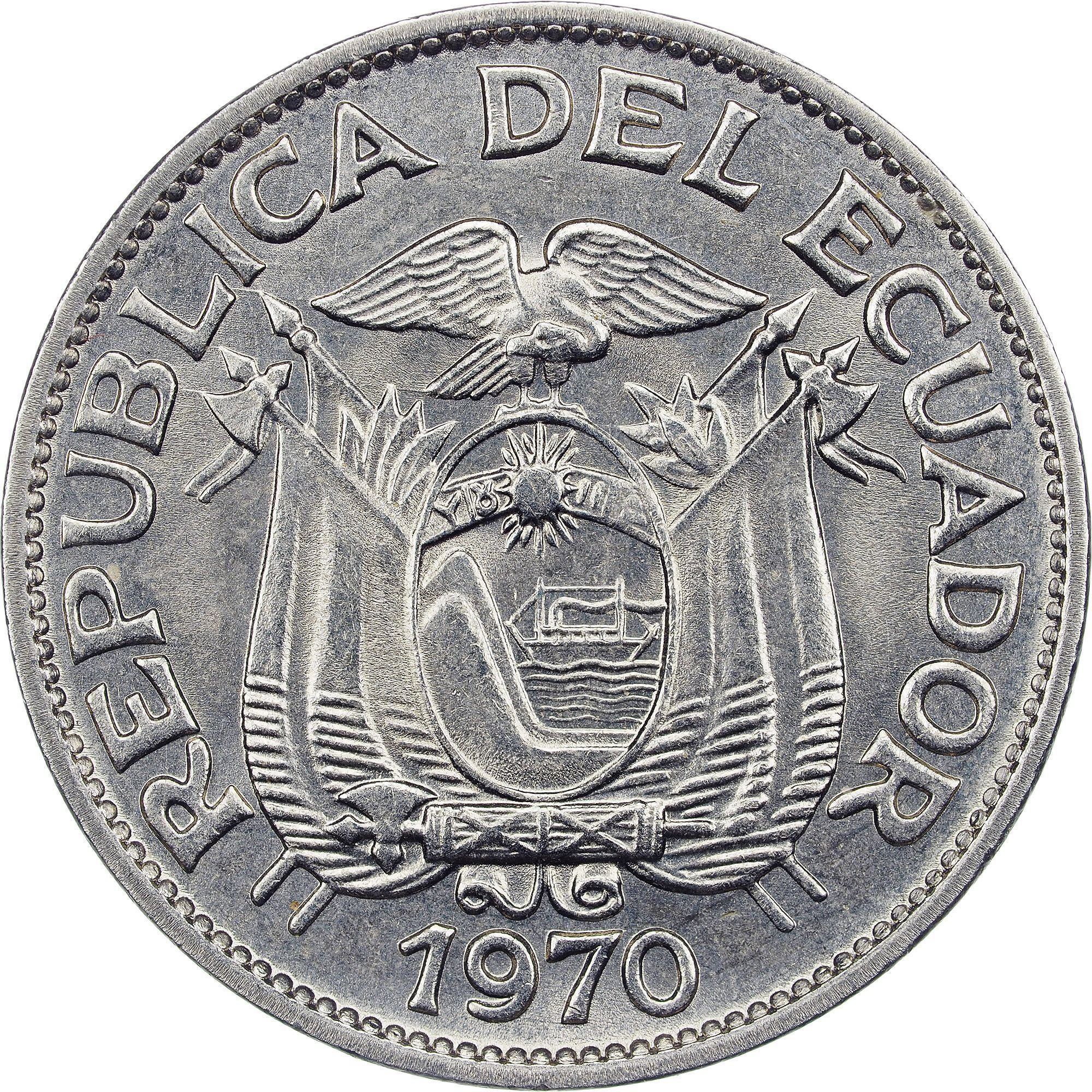 Ecuador | 5 Centavos-Münze | Nickelplattierter Stahl | KM:75c | 1970
