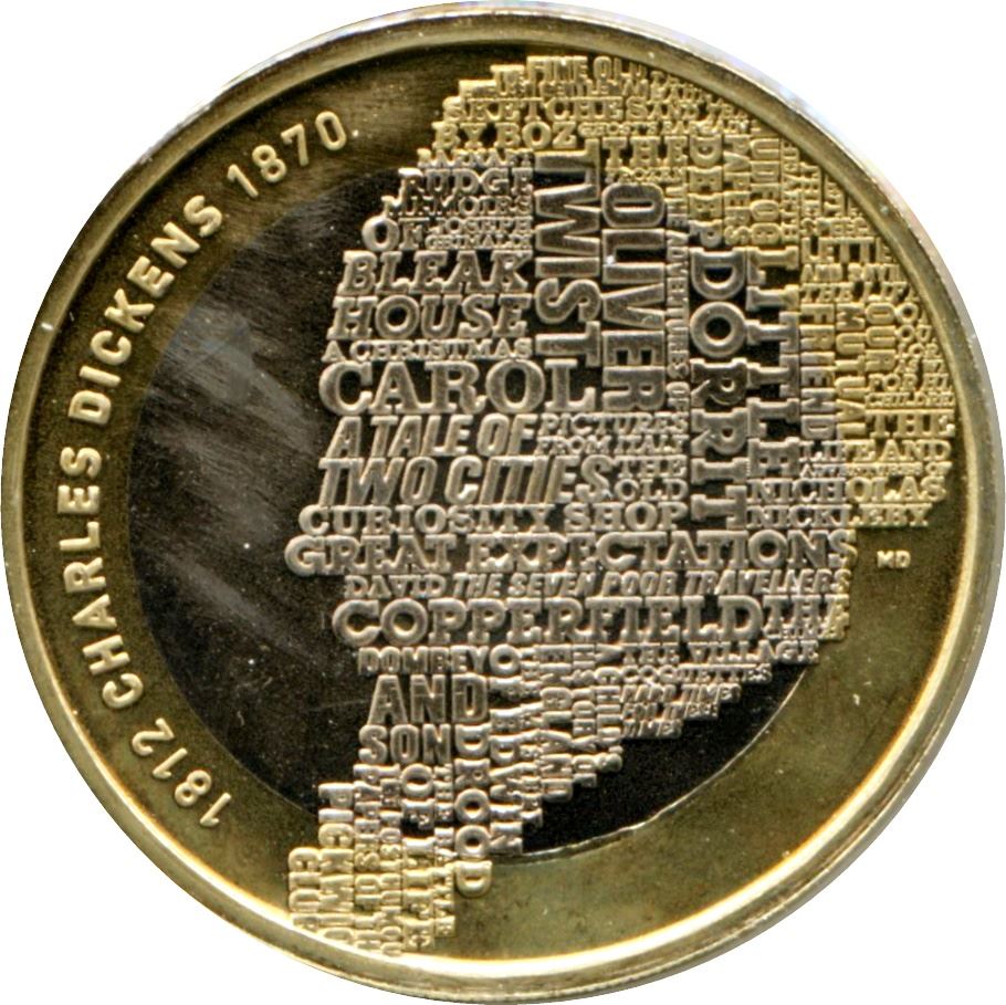 United Kingdom 2 Pounds Coin | Elizabeth II 4th portrait | Charles Dickens | 2012