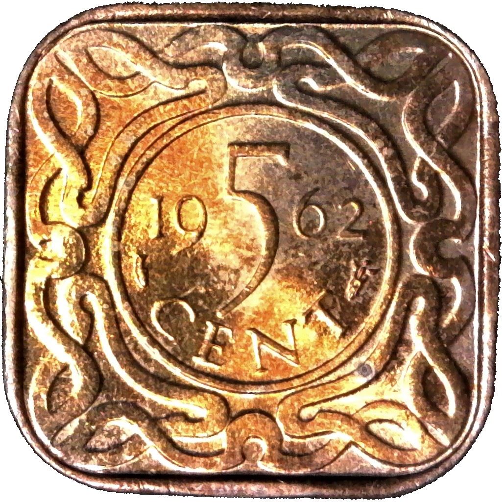 Suriname | 5 Cents Coin | Natives | KM:12.1 | 1962 - 1972