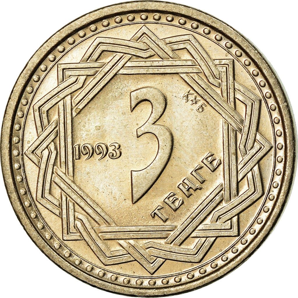 Kazakhstan | 3 Tenge Coin | Mythology | Sky Wolf | Kok-Bori | Km:8 | 1993