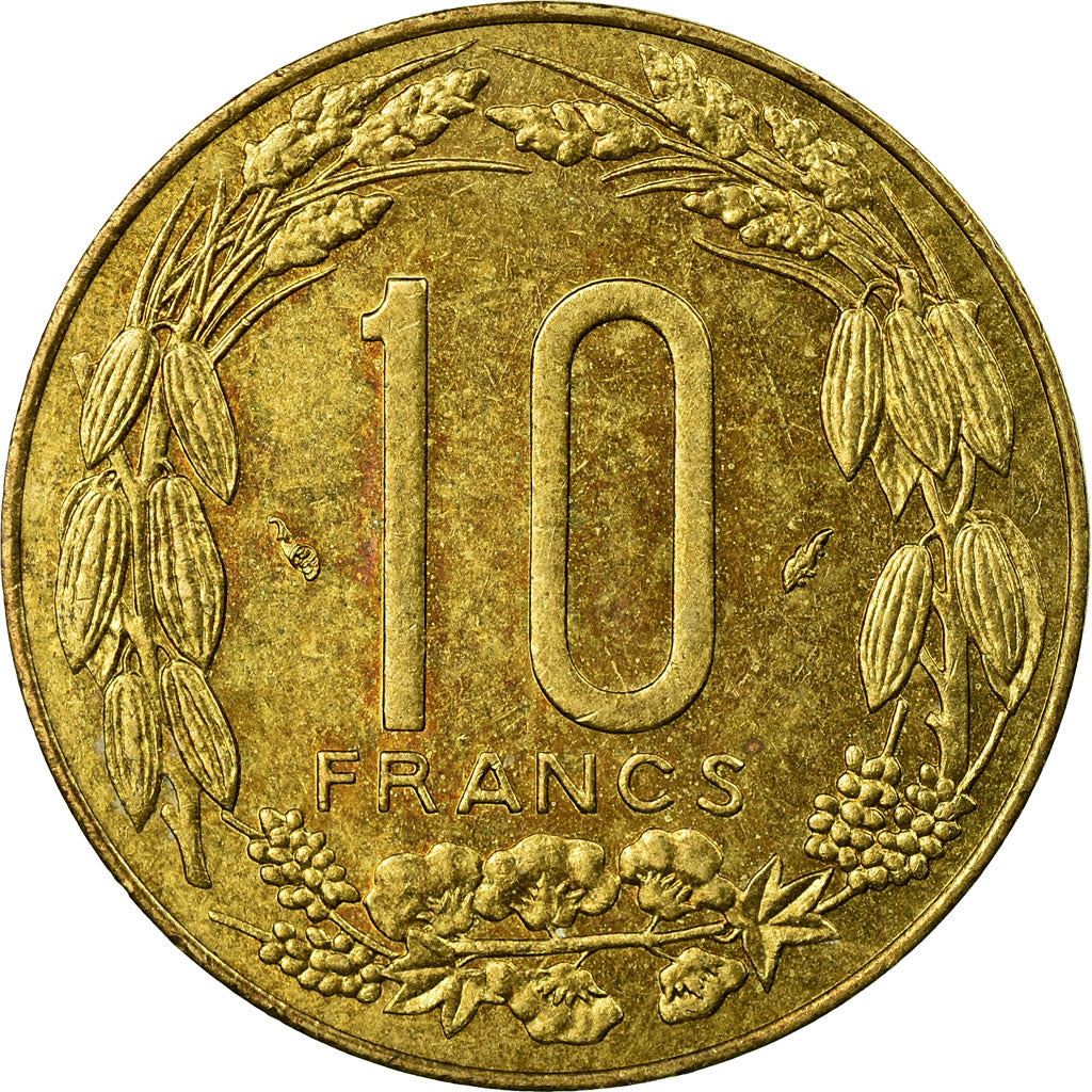 Central African States | 10 Francs Cfa Coin | Antelope | Crops | Km:9 | 1974 - 2003