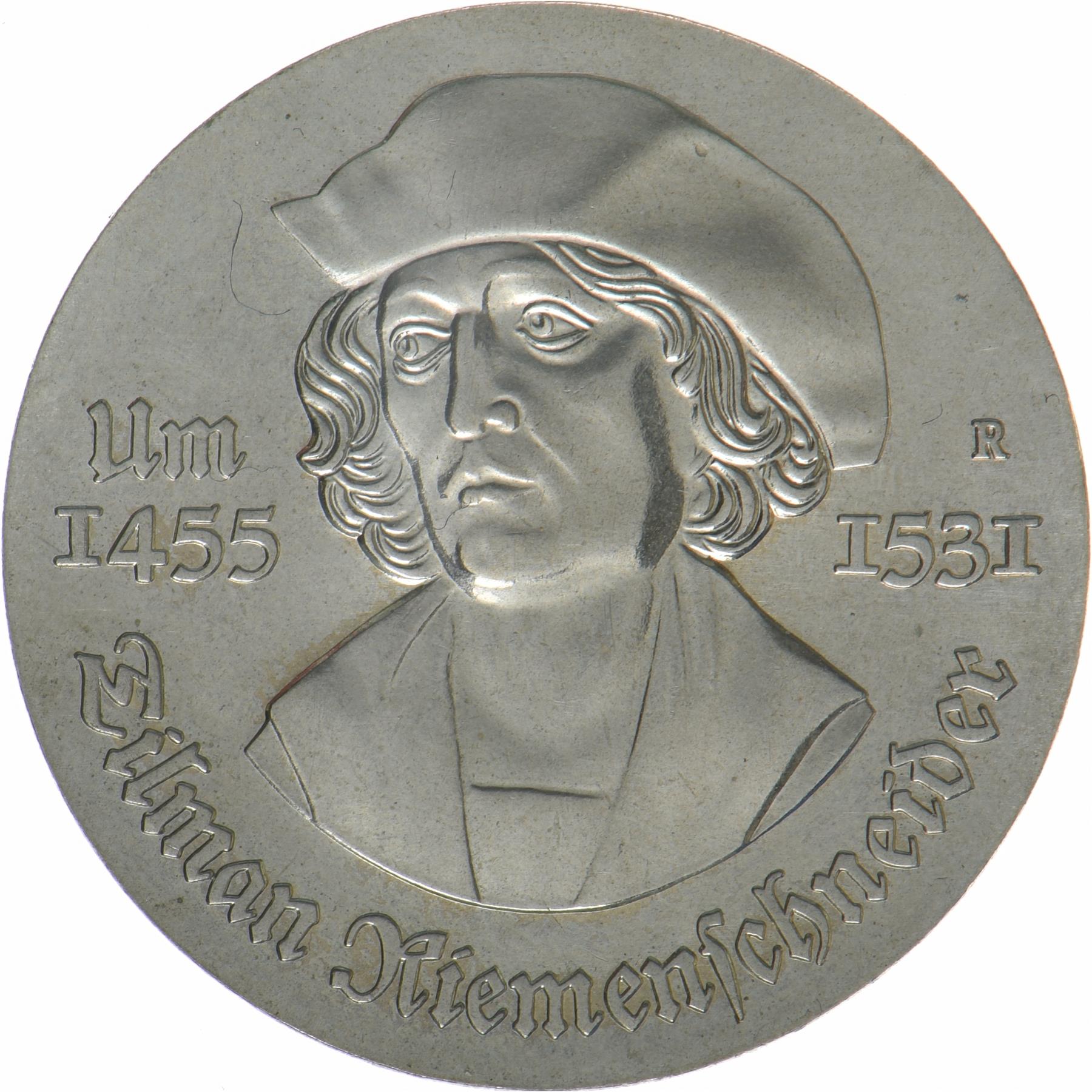 German Democratic Republic | 5 Mark Coin | Tilman Riemenschneider | KM:79 | 1981