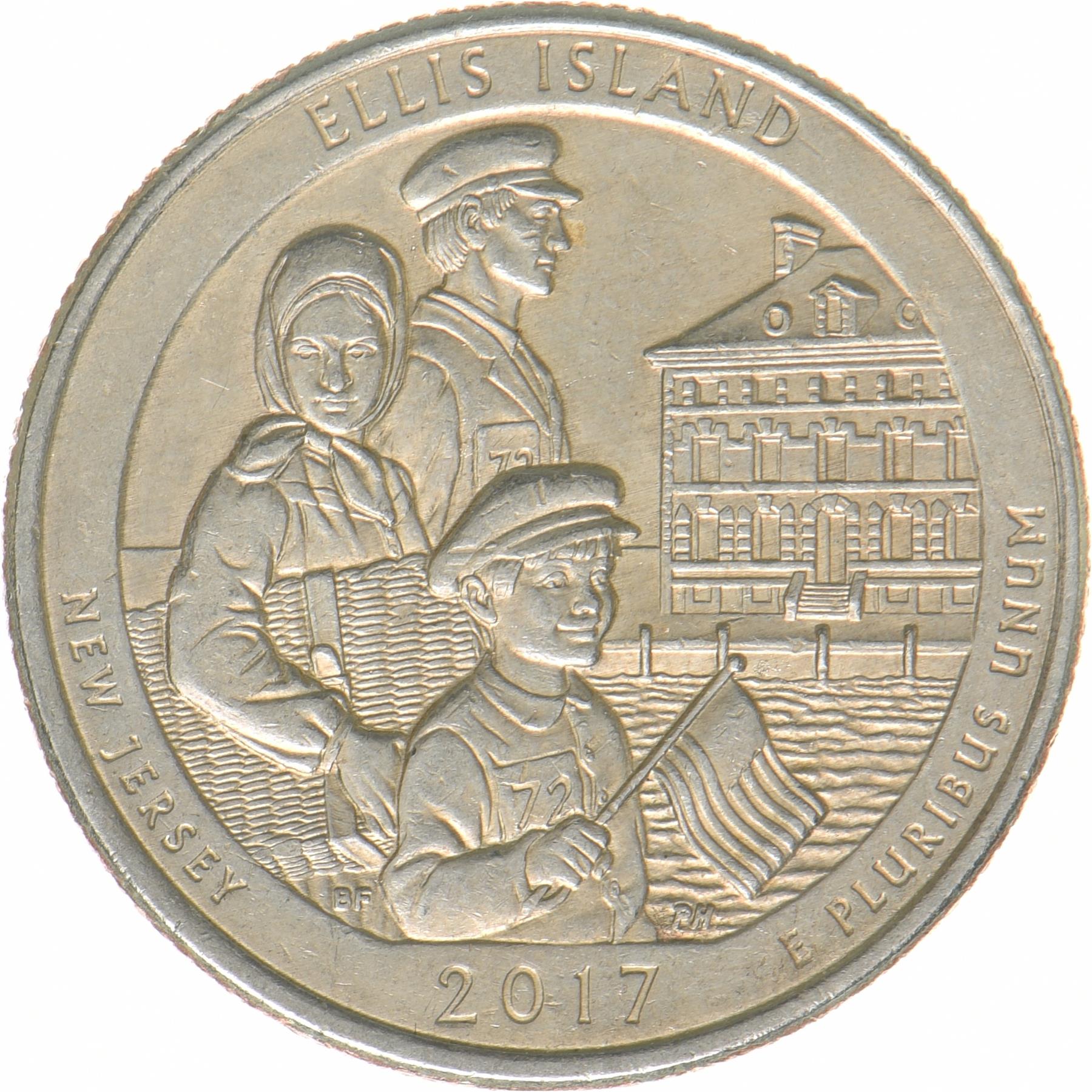 United States | 1/4 Dollar Coin | Ellis Island | KM:656 | 2017