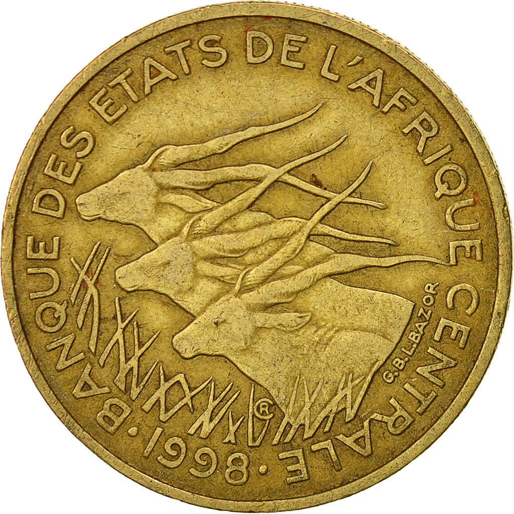 Central African States | 25 Francs Cfa Coin | Antelope | Crops | Km:10 | 1975 - 2003