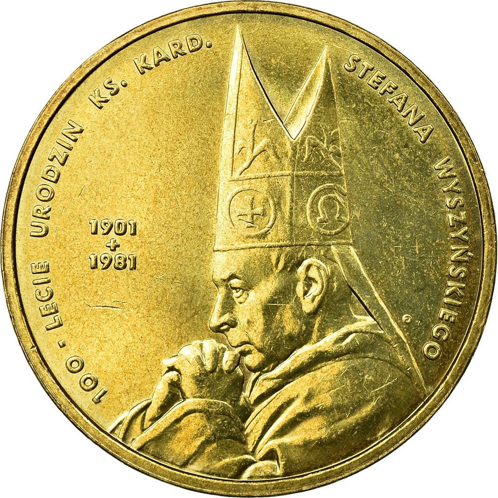 Poland | 2 Zlotys Coin | Cardinal Stefan Wyszyński | Y:418 | 2001