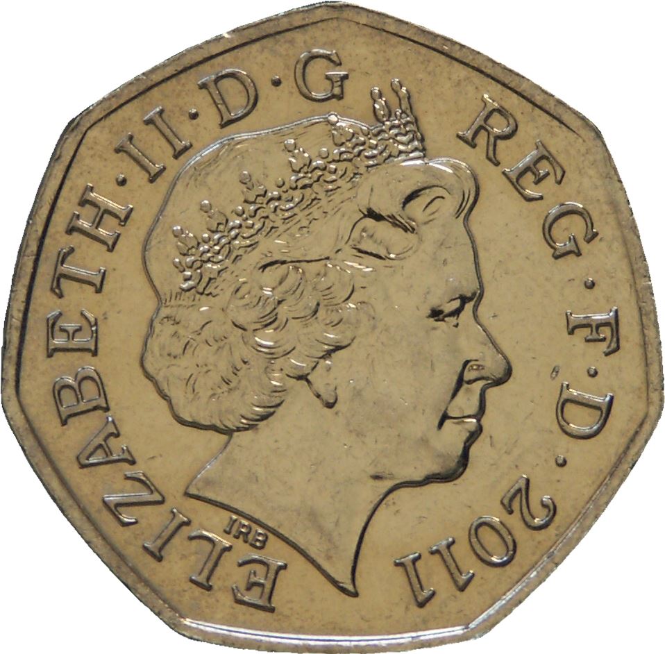 United Kingdom 50 Pence Coin | Elizabeth II 4th portrait | Shooting | 2011