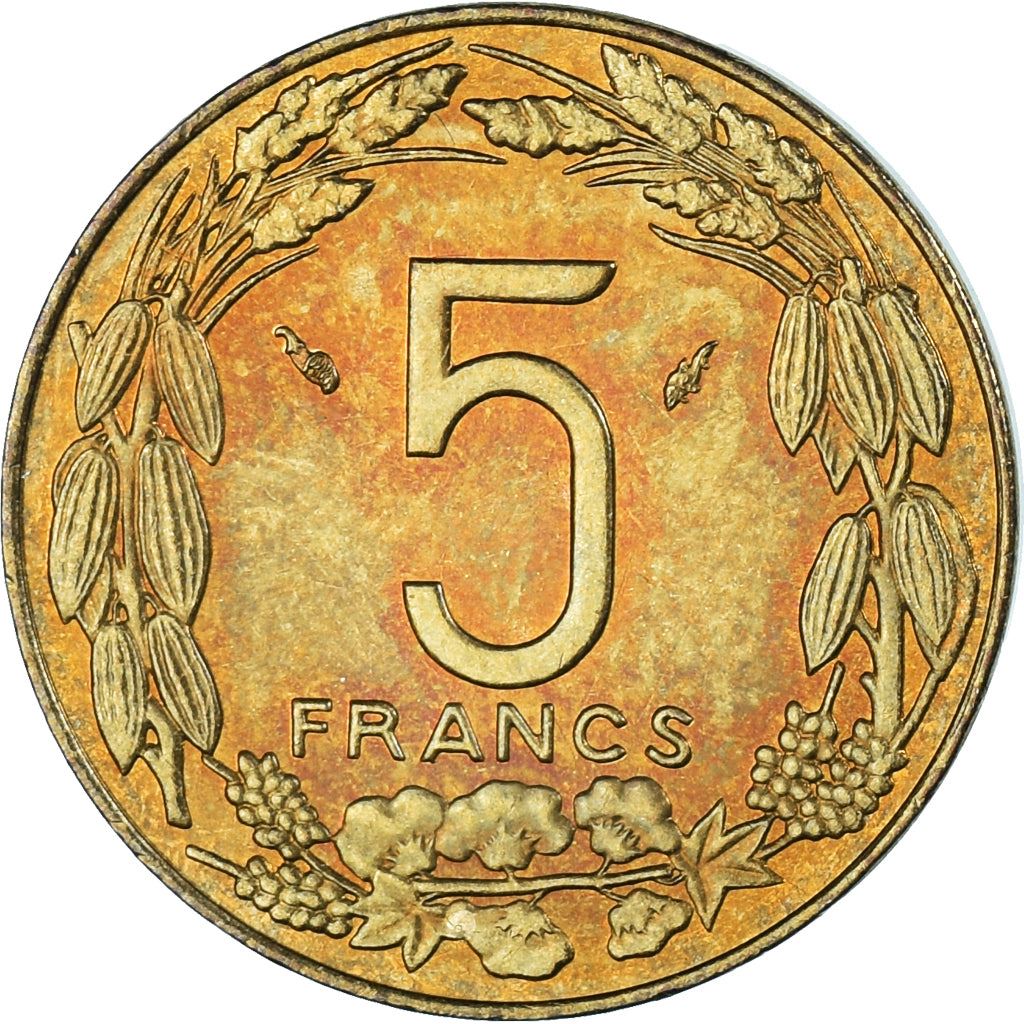 Central African States | 5 Francs Cfa Coin | Antelope | Crops | Km:7 | 1973 - 2003