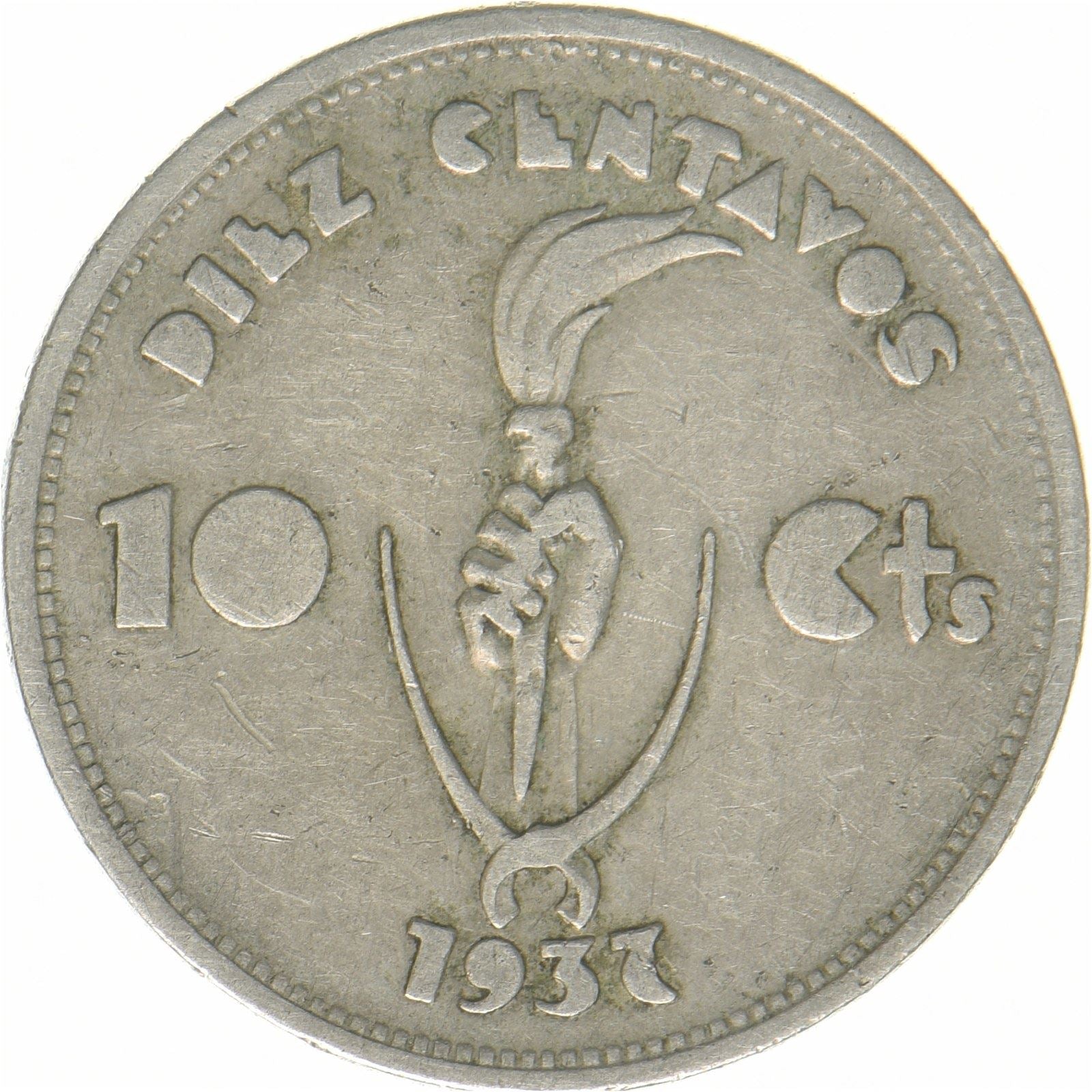 Bolivien | 10-Centavos-Münze | Kupfernickel | Wappen | KM:180 | 1937